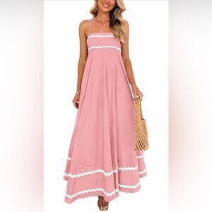 Casual Sleeveless Spaghetti Strap Ruffle Beach Long Dress